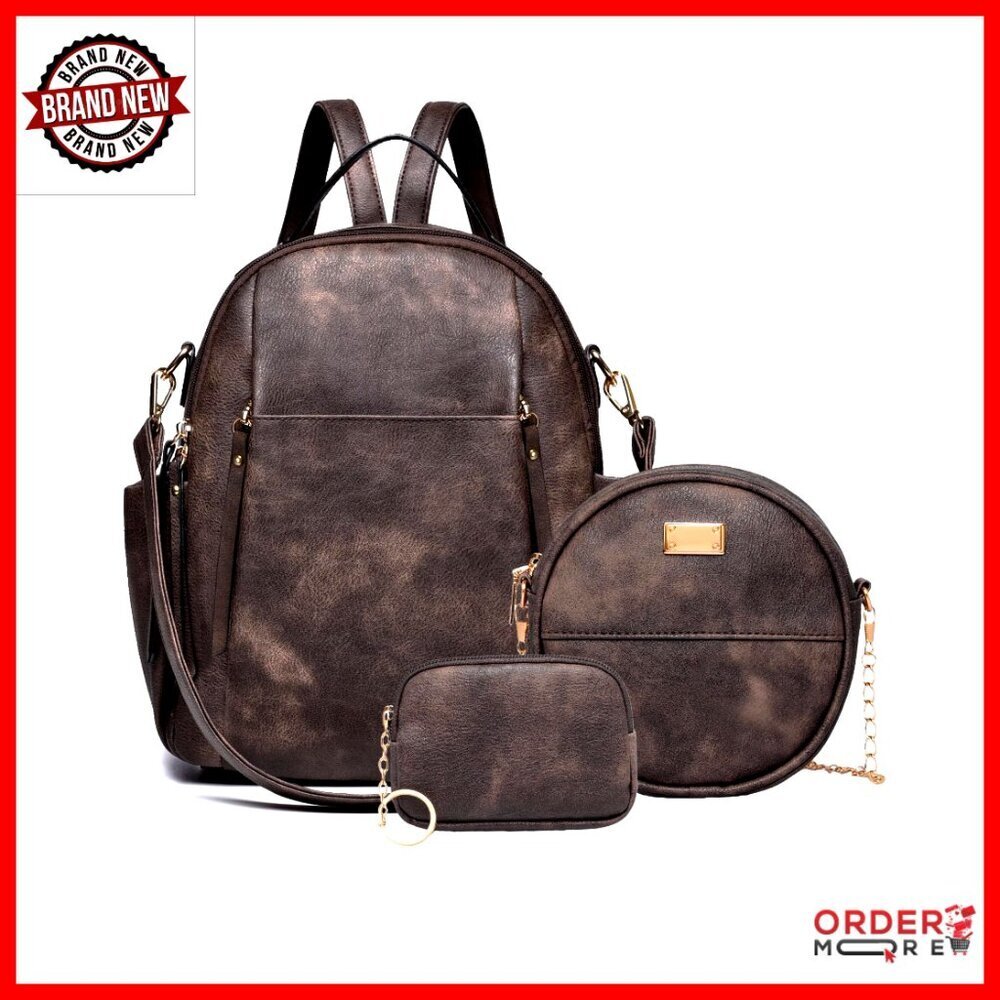 Small Leather Backpack Purse Convertible Shoulder Bag Roomy Compartments